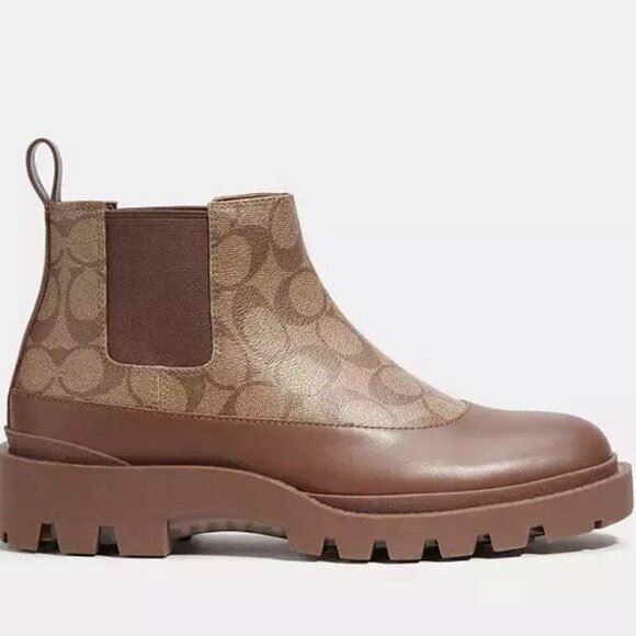 NEW COACH Men’s Citysole Signature Leather Boot Dark Saddle 10.5 - Picture 1 of 5